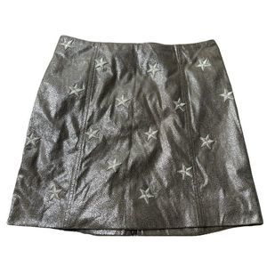 Free People Metallic Silver Star Embellished Mini Skirt